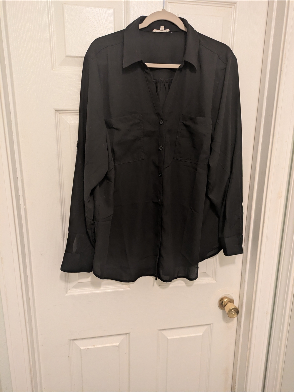 Women's Sheer Classic Black Button-Up Shirt. Goth, Corporate Goth, Whimsy Goth.
